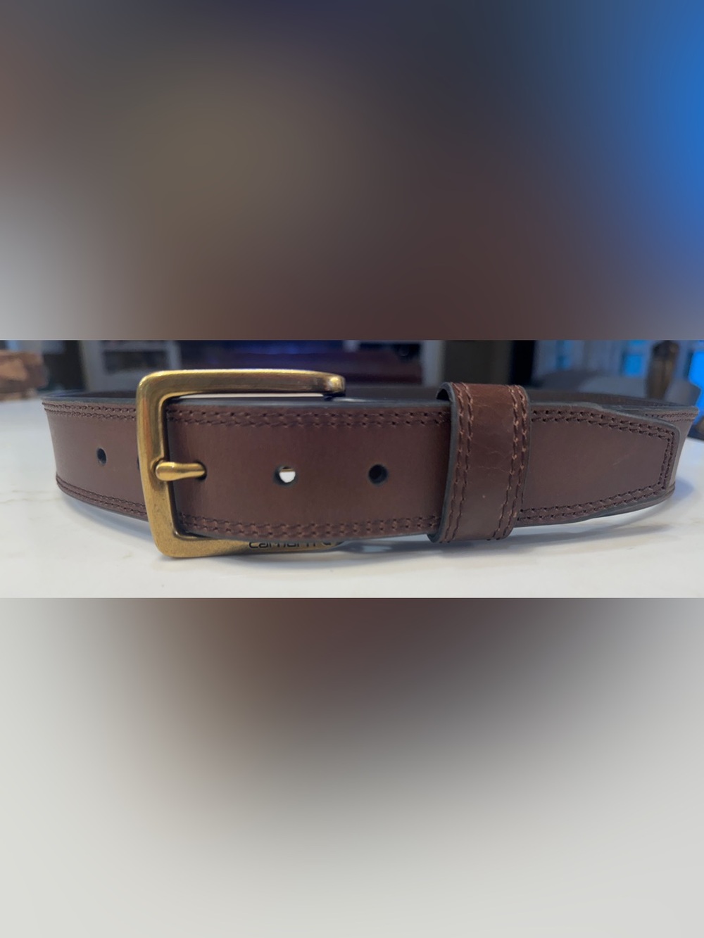 Carhartt Brown Leather Belt with Brass Buckle